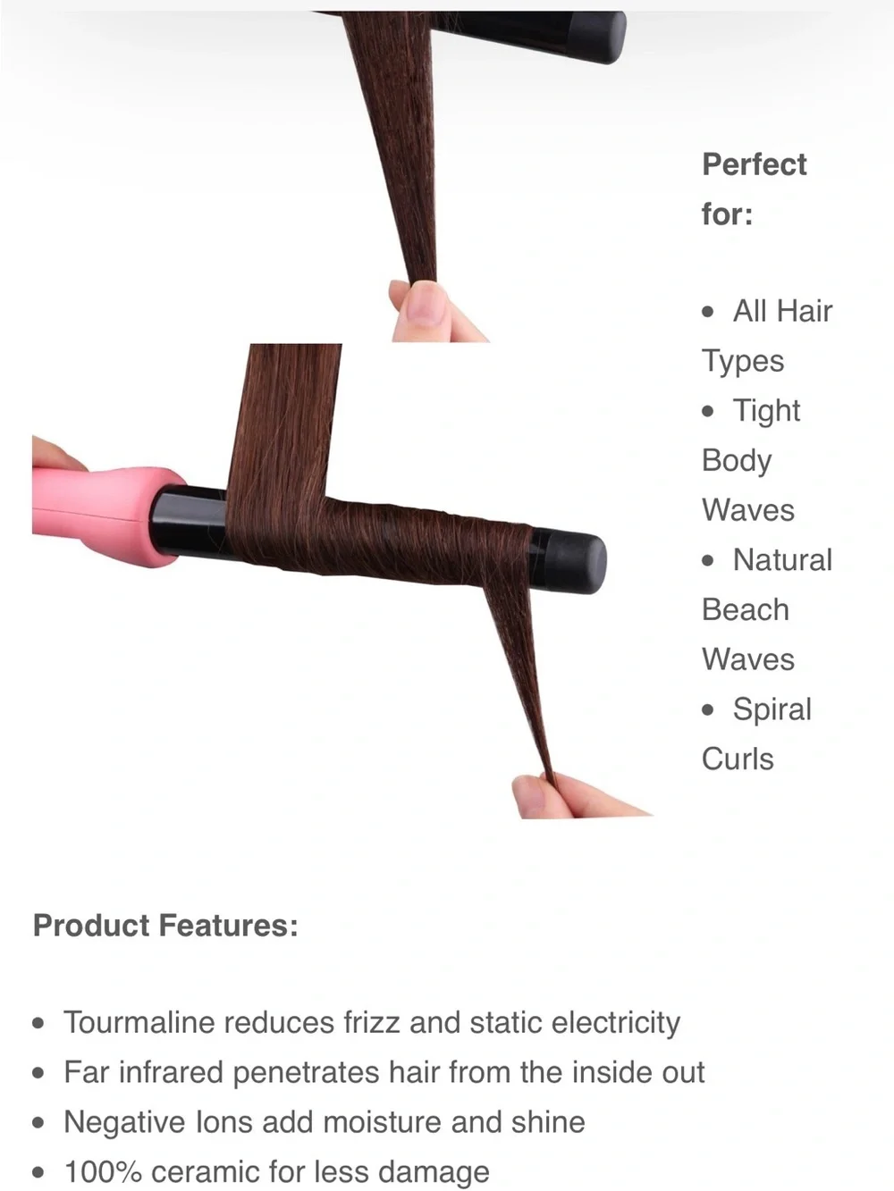 Ginalli Milano Professional Curling Wand - Pink & White
